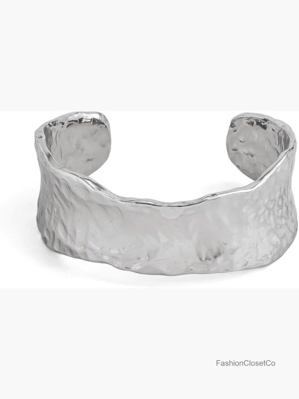 Open Wide Chunky Cuff Bracelet Hammered Irregular Bangle Wrap Statement Jewelry
